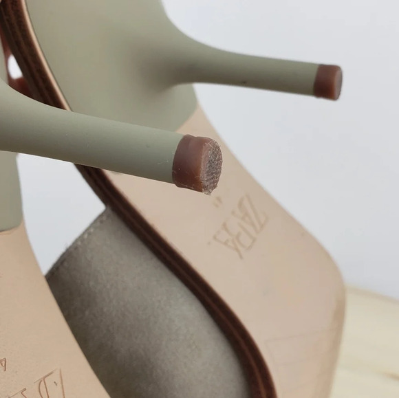 Zara Suede Leather Slide Sandal Kitty Heel Mule Shoes Women's Size 41 Taupe Gray - Picture 13 of 16